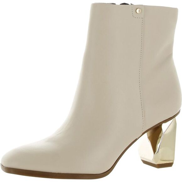 Franco Sarto Womens Tiera Ivory Leather Ankle Dressy Booties Shoes NWT